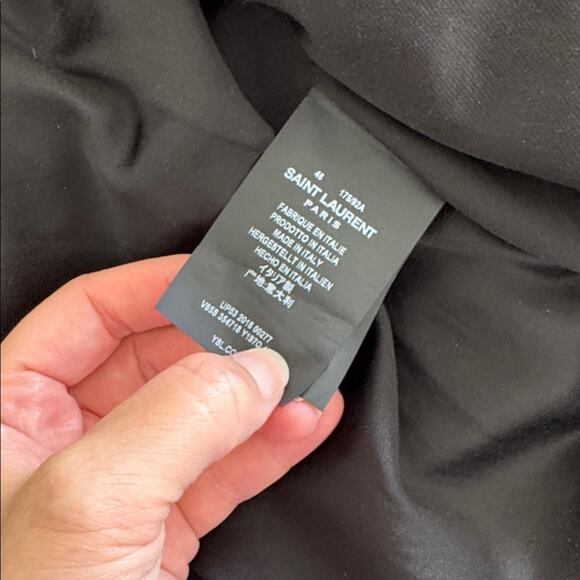 Saint Laurent Wool Bomber Jacket Black Leather Trim Size 46 (S) Made in Italy - Picture 11 of 13